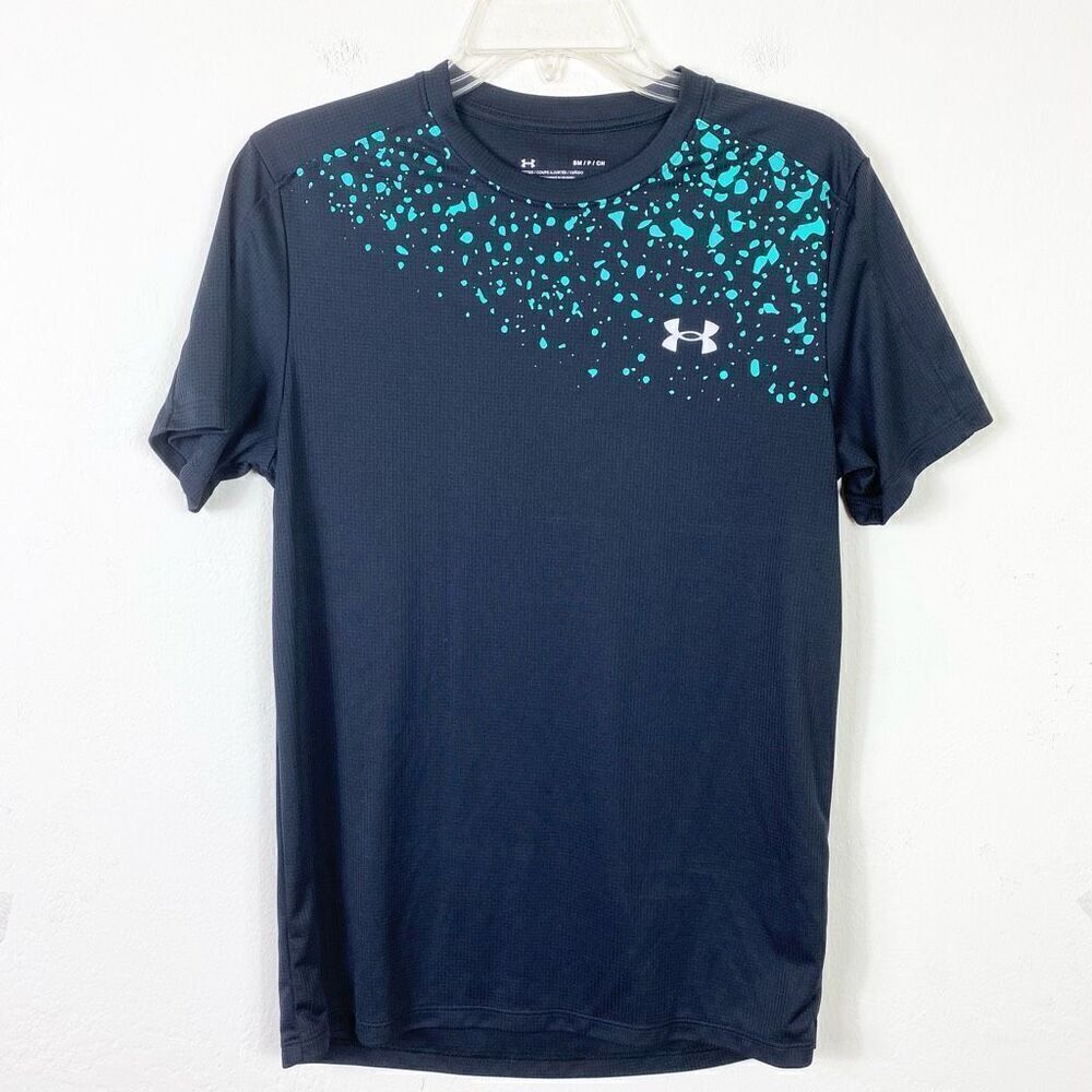 Under Armour Black & Green Speckled Athletic Short Sleeve Tshirt Size S